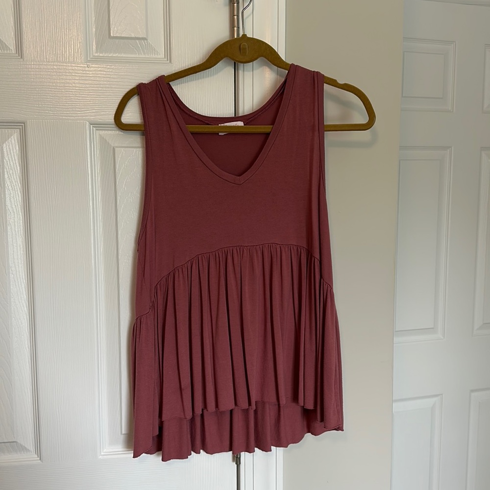 Pink Lily Follow You Everywhere Mauve Babydoll Peplum Tank Top Size M